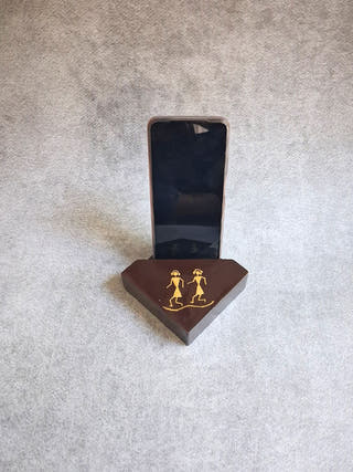 Hand Painted Mobile Holder cum Pen Stand Tribal Elegance