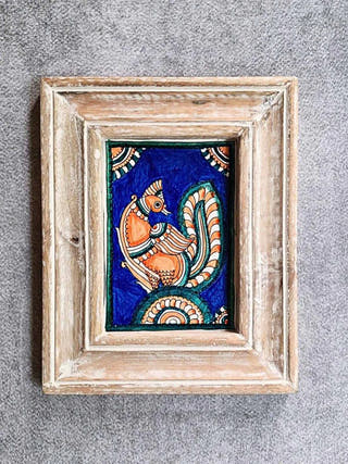 Vintage Finish Hand Painted Kalamkari Frame Blue