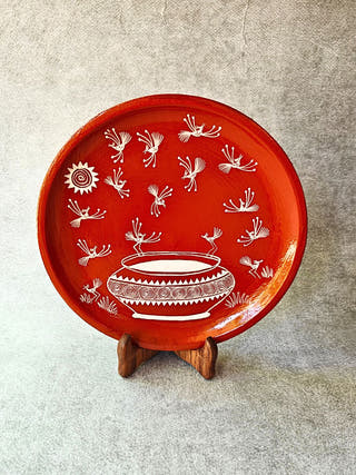 Beautifully Hand Painted Warli Wall Plate