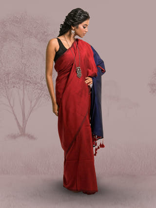 Ishq Ke Jharokhe Red Handloom Cotton Acrylic Saree