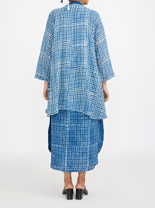 Two Piece Dress Set With Solid Button Down Sleeveless Dress Blue Jayati Goenka