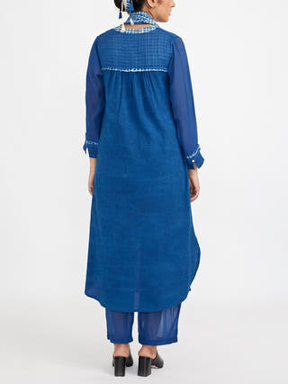 Three Piece Fuss Free Co-Ord Set Blue Jayati Goenka