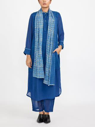 Three Piece Fuss Free Co-Ord Set Blue Jayati Goenka
