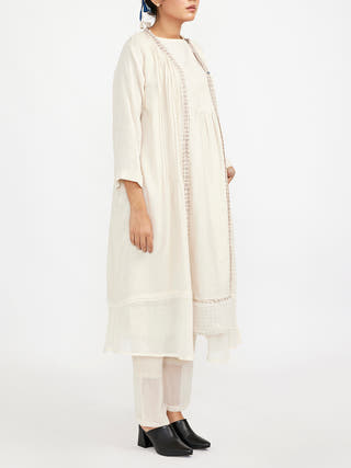 Spring Summer Three Piece Fuss Free Co-Ord Set White Jayati Goenka