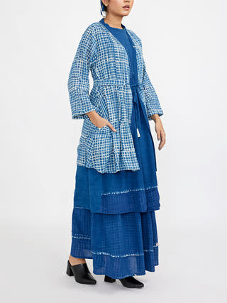 Three Piece Jg Signature Button Fuss Free Co-Ord Set Blue Jayati Goenka