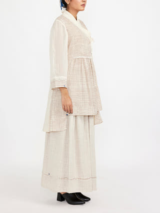 Two Piece Co-Ord Set Featuring Block Printed Checks White Jayati Goenka