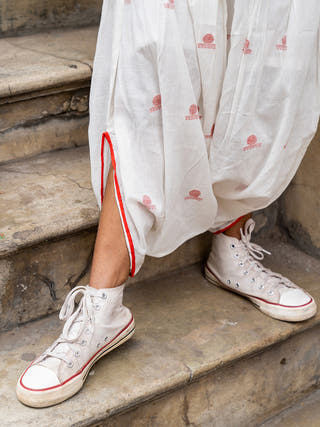 SHVET Jamdani Dhoti White - Handloom Cotton Kurta for women in White color