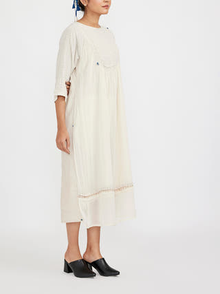 Midi U Yoke Dress In Ivory Colour Jayati Goenka