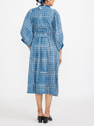 Button Down Shirt Dress In Cotton Block Printed Jayati Goenka