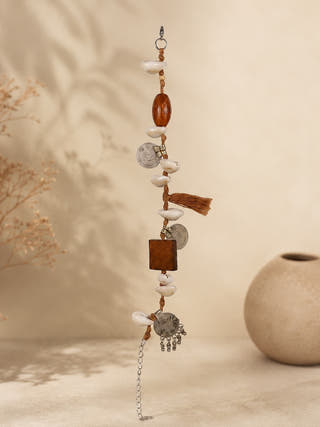 Handmade Tribal Shell Wood And Repurposed Coin Bracelet