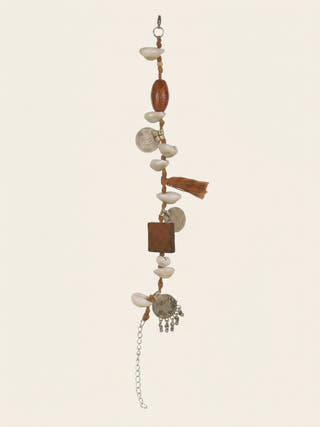 Handmade Tribal Shell Wood And Repurposed Coin Bracelet