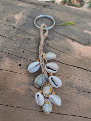 Earthy Cowry And Jute Bag Charm