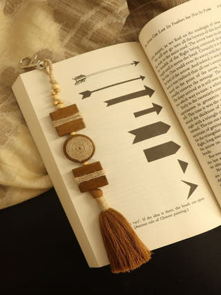Earthy Wood Tassel Bag Charm