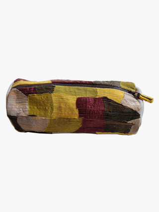 Cotton silk upcycled Maroon pencil pouch Bihart