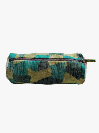 Cotton silk upcycled Lime Green pencil pouch Bihart