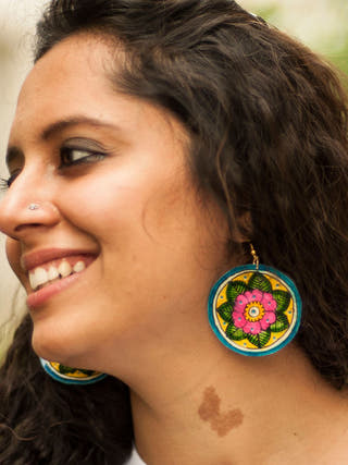 Marigold Leather Puppet Ear Rings