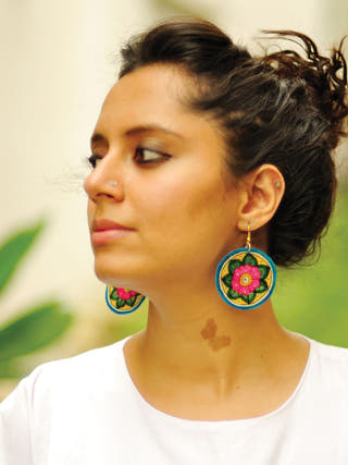 Marigold Leather Puppet Ear Rings