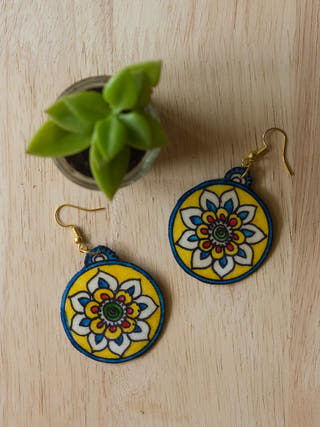 Daisy Leather Puppet Ear Rings