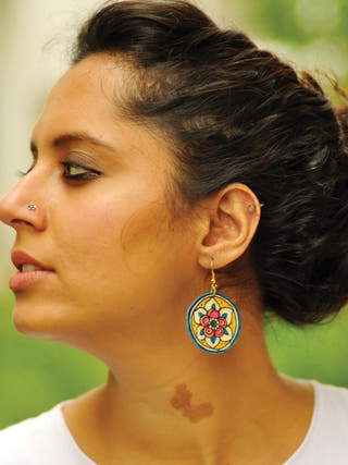 Daisy Leather Puppet Ear Rings