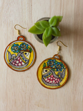 Fish Bliss Leather Puppet Ear Rings
