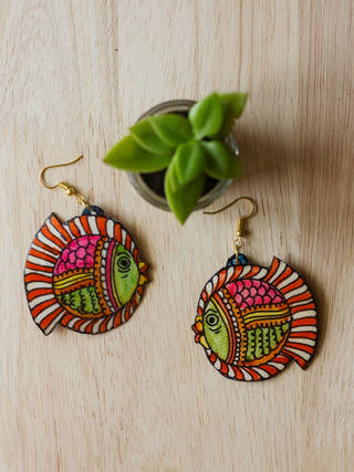 Tholu Fish Leather Puppet Ear Rings
