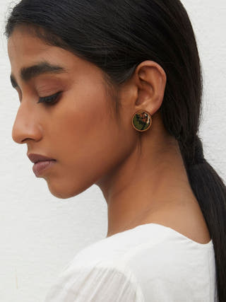 Kalamkari Print Repurposed Fabric and Wood Stud