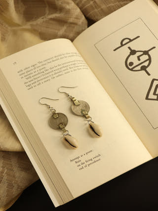 Repurposed Coin & Cowry Shell Dangler