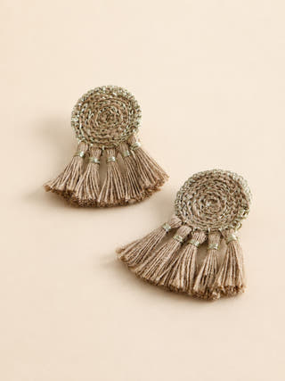 Jute Tassel Earring