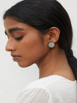 Silver Repurposed Fabric and Wood Stud