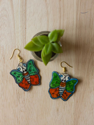 Butterfly Leather Puppet Ear Rings
