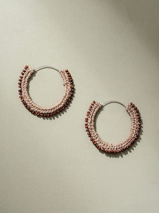 Hand Crochet Jute and Bead Hoops