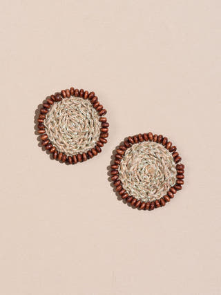 Jute and Wooden Beads Crochet Studs