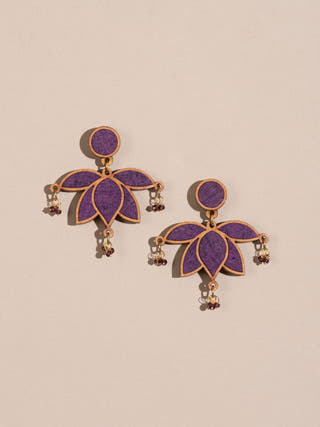 Wood Lotus Earrings Purple WHE