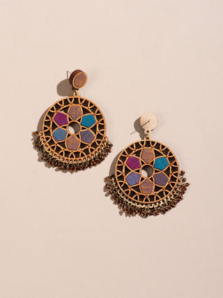 Wood Wheel Earrings Violet WHE