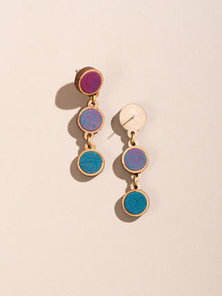 Wood Round Earring In Purplish Blue WHE