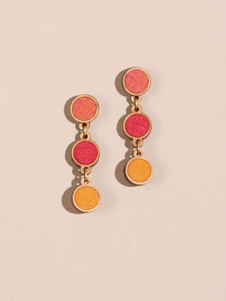 Wood Round Earring Reddish Orange WHE