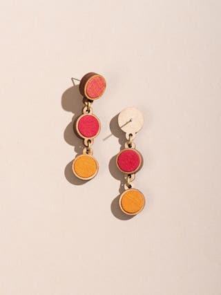 Wood Round Earring Reddish Orange WHE