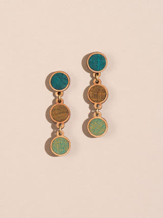 Wood Round Earring Greenish Brown WHE