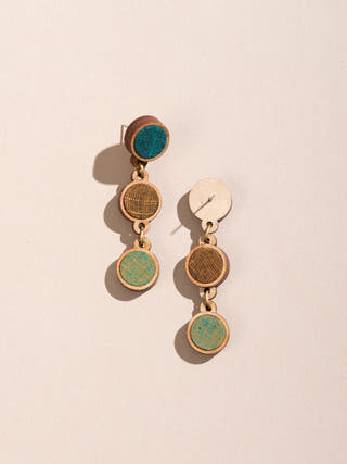 Wood Round Earring Greenish Brown WHE