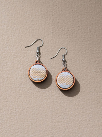 Wood Earrings In Grey Gold and Silver