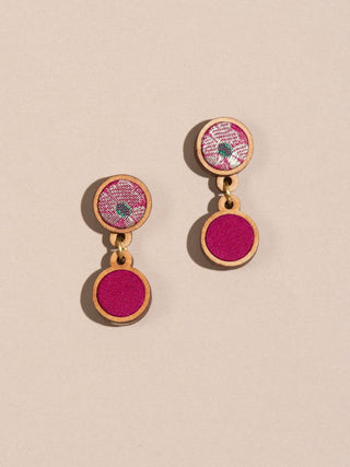 Wood Banarasi Earrings Pink WHE