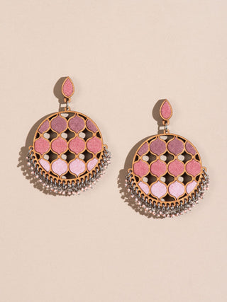 Wood Earrings With Pink Shades WHE