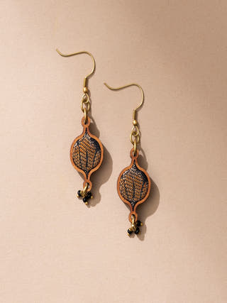 Multicolor Festive Repurposed Fabric and Wood Earrings