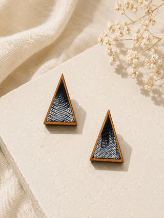 Black and White Repurposed Fabric and Wood Stud