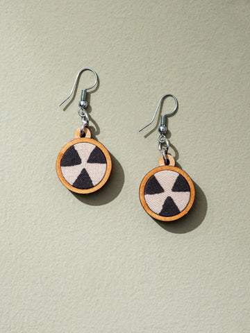 Wood Earrings Black And Beige