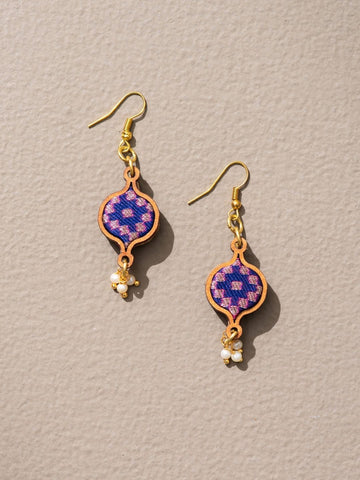 Wood Earrings In Blue