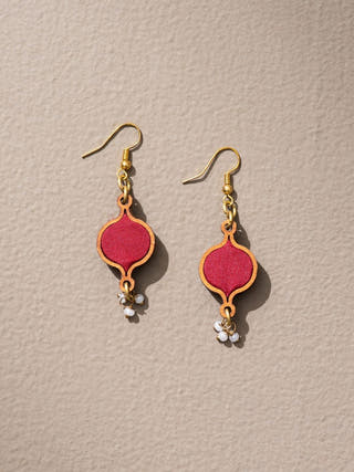 Wood Earrings In Red WHE