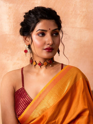 Wood Earrings In Red WHE