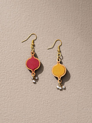 Wood Earrings In Red WHE