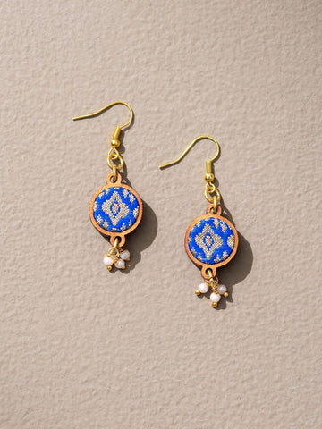Repurposed Fabric and Wood Earrings
